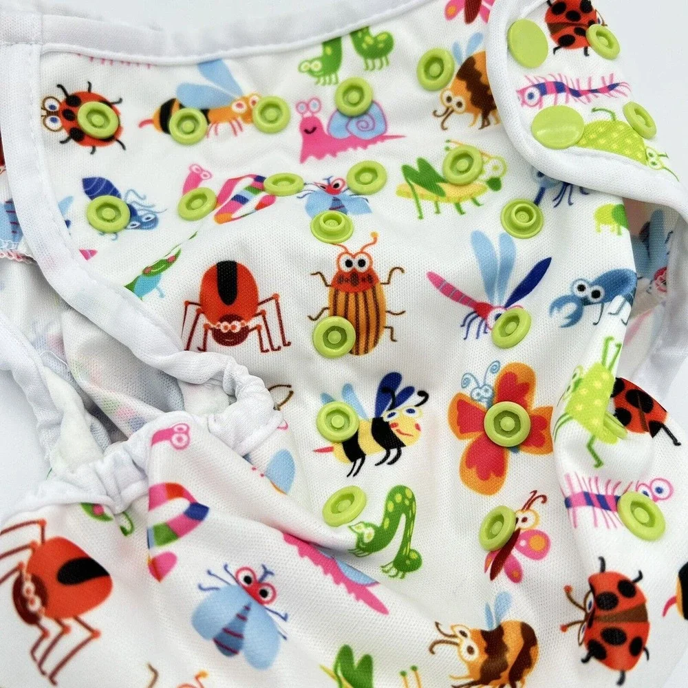 Baby Diaper Cover Adjustable Snap Bugs‎ Insect Print Bees, Butterfly One Size
